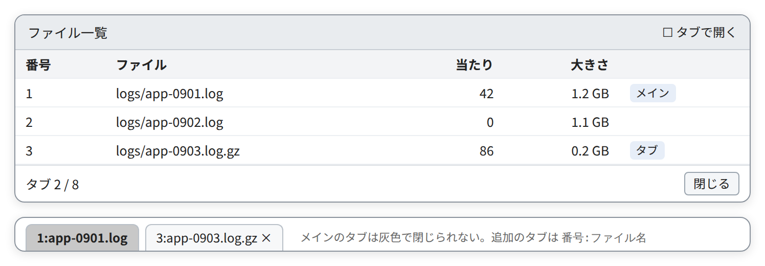 File list and tabs (diagram)